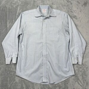 Brooks Brothers Madison Dress Shirt Men‎ 16-33 Blue Yellow Non Iron Cotton Check